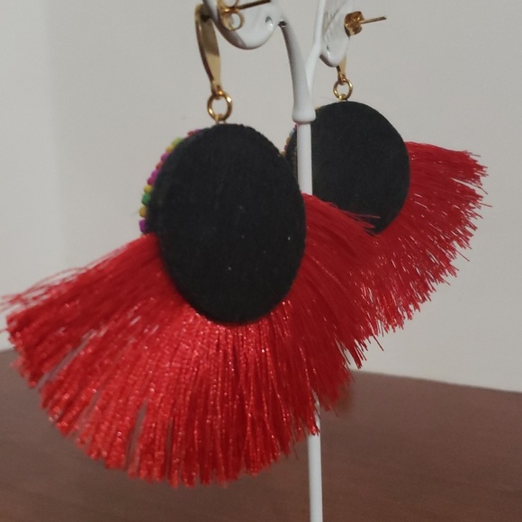 Handmade Fan Shape Tassel Earrings - Picture 6 of 8